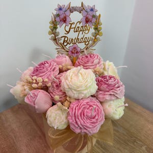Luxury Floral Candle Bouquet – Birthday Gift for Her – Scented Flower Candle Arrangement – Unique Candle Gift – Emboquet Handmade Gift