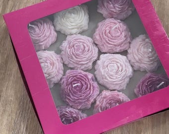 Set of 12 Peony Flower Scented Candles - Emboquet