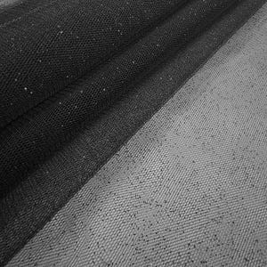 Black Black Glitter Tulle Sparkle Shiny Sheer Net Shimmer Tulle Fabric by the Yard for Dress Prom Crafts Gowns Art DIY Decor Event Wedding