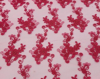 Fuchsia Corded Floral Lace Fabric: Couture Gown Design