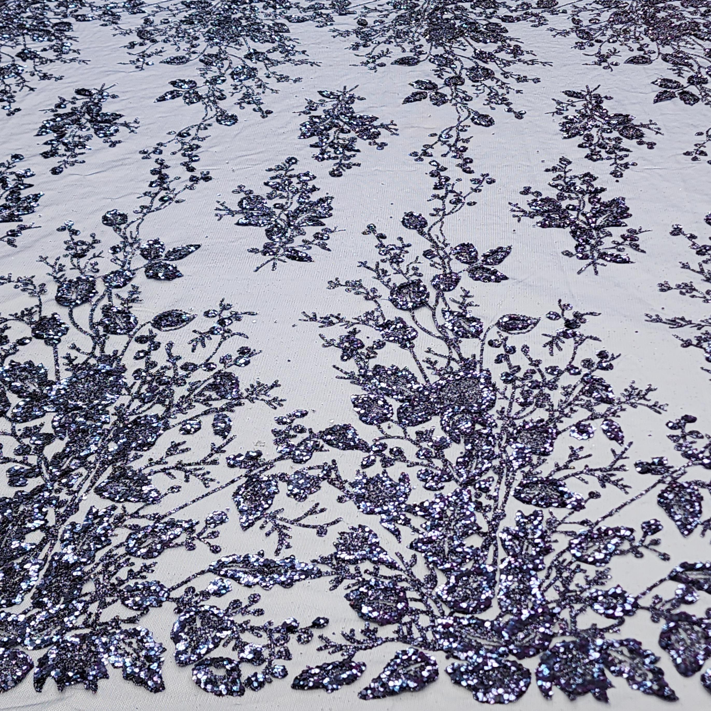 Navy Blue Glitter Floral Damask Tulle Lace Fabric - Etsy