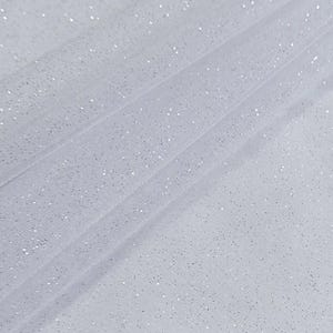 White Silver Glitter Tulle Sparkle Shiny Sheer Net Shimmer Tulle Fabric by the Yard for Dress Prom Crafts Gowns Art DIY Decor Event Wedding