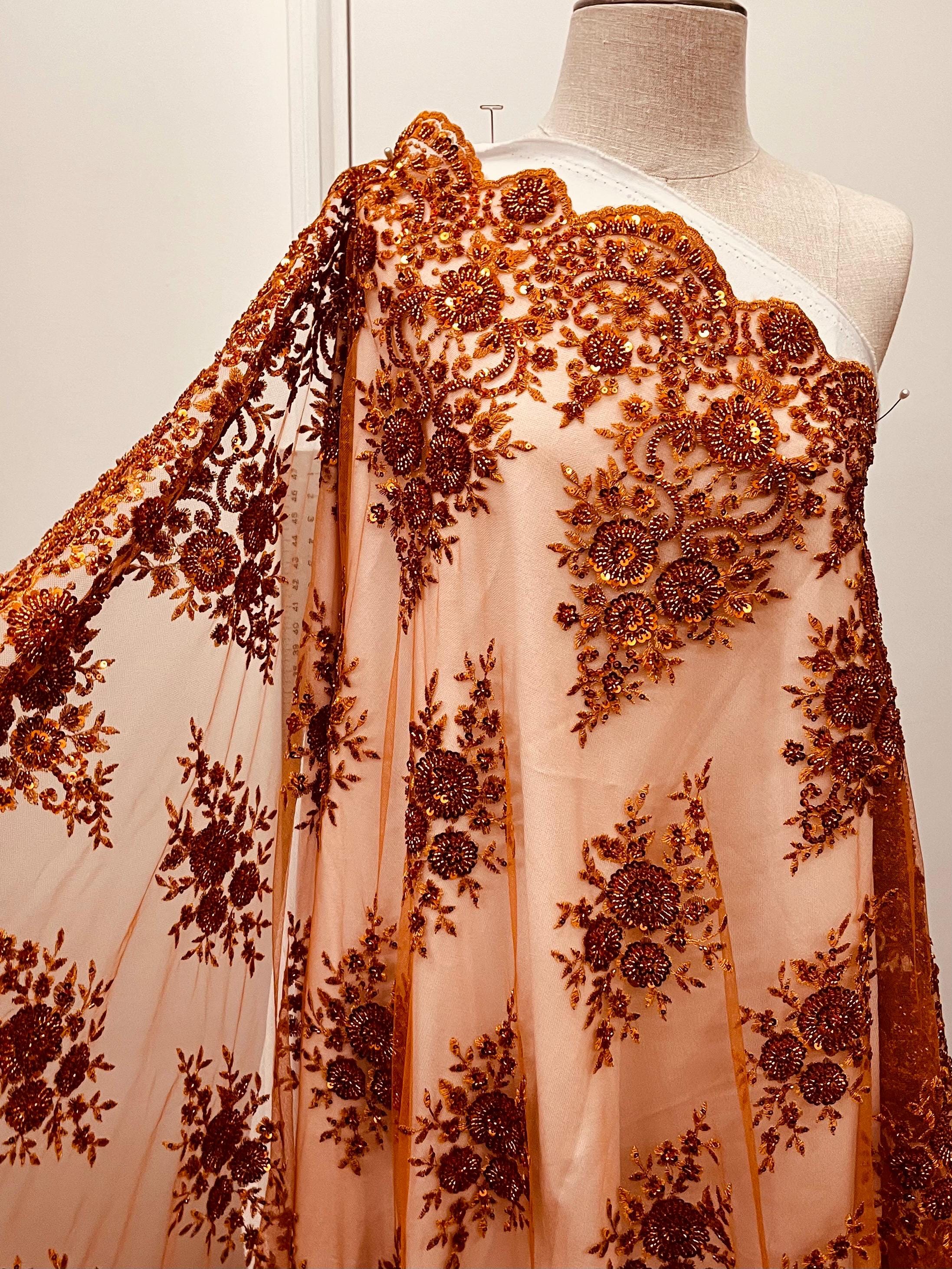 Orange Beaded Gown - Etsy Orange Beaded Gown - Etsy