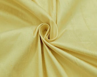 Light Gold 100% Silk Dupioni Fabric: Handwoven Shantung, 44" Inches Wide - By The Yard