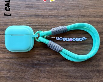 Personalized AirPods 4 Case with name | Rope Keychain | Custom Silicone AirPods 4 Cover | Cute Protective Case with Name | Gift for Friends
