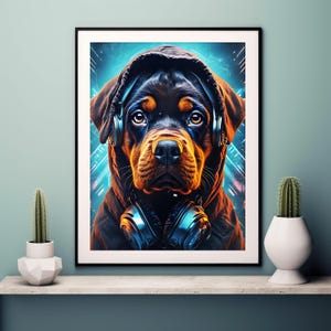 Arte de parede futurista de bulldog, arte de cachorro, estampas engraçadas de cachorro, estampas de arte cyberpunk, presente para amantes de cachorros, estampas engraçadas de animais, arte futurista