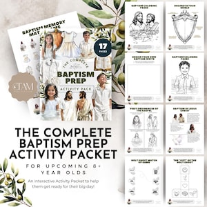 The Complete Baptism Prep Activity Packet | LDS Baptism Activities for Kids  | Baptism of Jesus | Holy Ghost | Coloring Pages and Activities