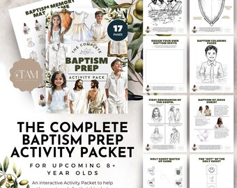 The Complete Baptism Prep Activity Packet | LDS Baptism Activities for Kids  | Baptism of Jesus | Holy Ghost | Coloring Pages and Activities
