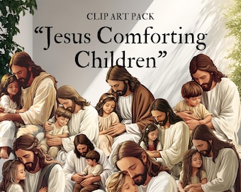 LDS Clip Art "Jesus Christ Comforting Children" Primary Christian Art