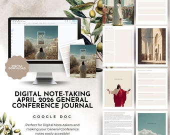October 2026 General Conference DIGITAL Note-Taking Journal, Google Docs, Relief Society Lesson Help, LDS