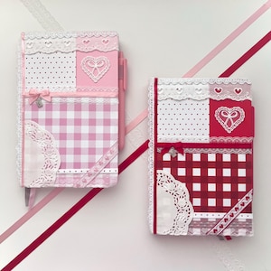 Liebesbrief Tagebuch ⊹ valentinstag coquette dollette lovecore americana pink pink Schleife Schleife Herz Spitze Vichy Karo Scrapbook Journal