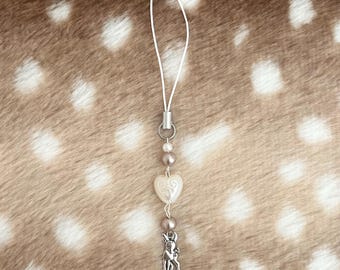 fawn phone charm ⊹ coquette cottagecore dark academia downtown girl morute vintage whimsical autumn silver white brown deer heart accessory