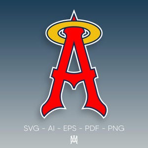 Logotipo vintage de Los Ángeles / Gran A con monograma de halo / Logotipo de equipo deportivo inicial A, obra de arte original retro - Svg, Png, Eps, Pdf, Ai