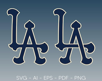 Dodgers Logo LA - LA Vintage Monogram Logo | L A Dodgers | L A Initial Sports team logo Retro Original Artwork - Svg Png Ai Eps Pdf