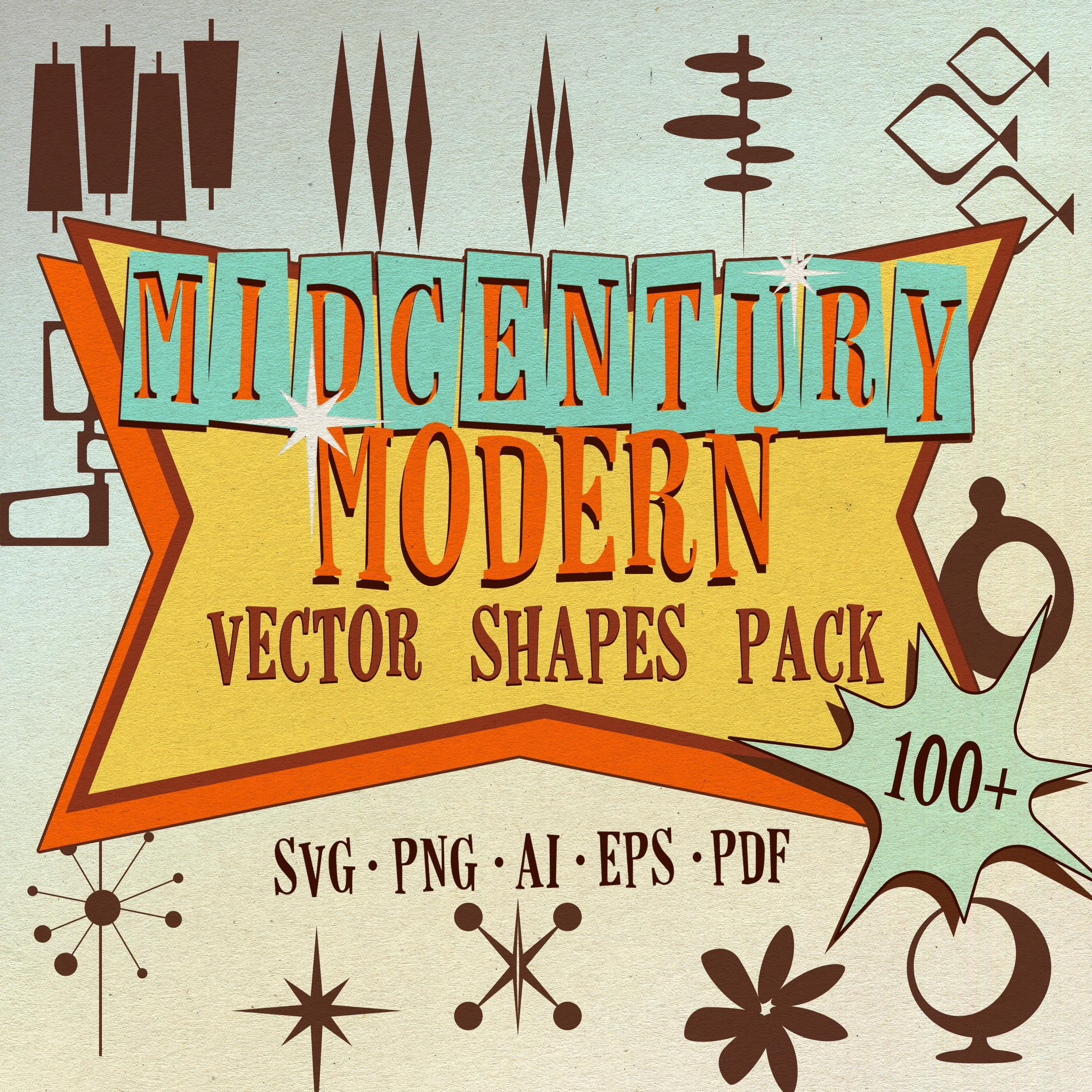 100+ MidCentury Modern Vector Shapes Pack SVG PNG Eps AI Pdf - 100+ unique Atomic Shapes Retro ClipArt, 1950's, 60's, 70's, Digital Download