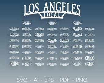 50+ California Local City Plaques - Vector Files Laser Cut File Vinyl Cut file Lowrider Style Car Club Plaque Old School svg png ai eps pdf