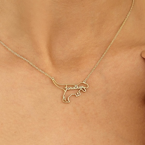 Personalized Dinosaur Name Necklace, Custom Name Dinosaur Necklace for Kids, Gift for Boys and Girls, Kids Gifts, Birthday Gift