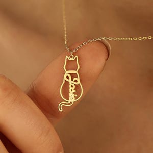 Personalized Cat Name Necklace: Sterling Silver Cat Memorial Gift