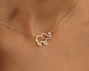 18K Gold Elefant-Halskette: Minimalistische Elefant-Halskette für Kinder, zierlicher Goldschmuck, Tier-Halskette, Elefant-Liebhaber-Geschenk für Sie