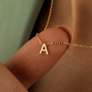 18K Gold Initial Necklace: Custom Initial Necklace, Personalized Jewelry, Letter Necklace Gift for Mom, Christmas Gift, Birthday Gift