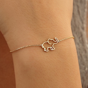 18k Gold Elephant Bracelet, Handmade Elephant Bracelet for Kids, Dainty Gold Bracelet,Animal Jewelry, Elephant Lover Gift, Gift for Her