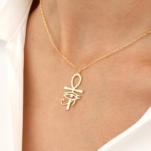 18K Gold Eye of Ra Necklace: Egyptian Protection Jewelry