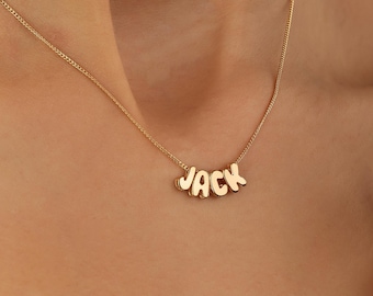 Custom Bubble Initial Necklace, Minimalist Bubble Letter Necklace, Personalized Charm Jewelry, Gift for Her, Christmas Gift