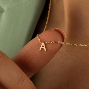 18K Gold Initial Necklace: Custom Initial Necklace, Personalized Jewelry, Letter Necklace Gift for Mom, Christmas Gift, Birthday Gift