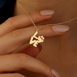Personalized Dog Paw Necklace, Pet Memorial Jewelry, Custom Paw Print Name Necklace, Pet Memorial Jewelry, Pet Lover Gift, Gift For Mom