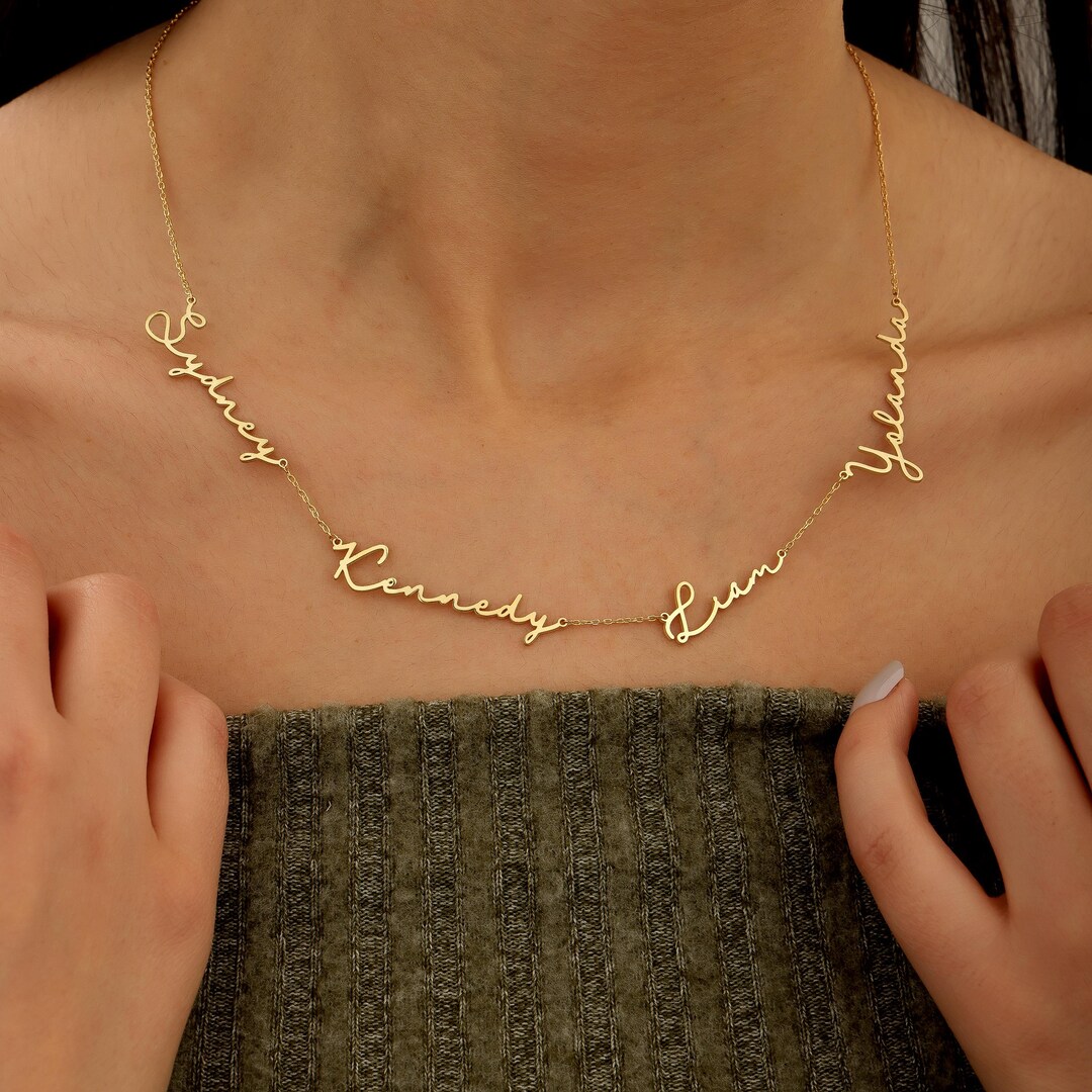 Custom Multiple Family Name Necklace: Kids Name Jewelry, Personalized ...