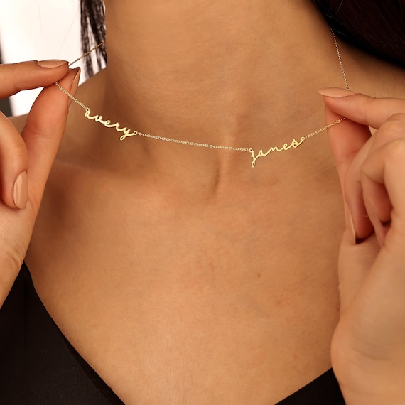 Custom Two Name Handwriting Necklace: Personalized Jewelry, Multi Name Necklace, Custom Gift for Mom, Baby Shower Gift, Mother’s Day Jewelry