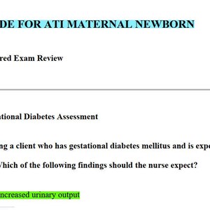 Study Guide for ATI Maternal Newborn