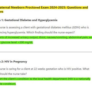ATI Maternal Newborn Proctored Exam 2024-2025: Questions and Answers Verified