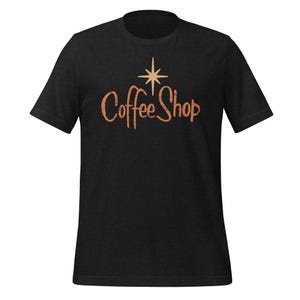 Atomic Coffee Shop T-Shirt – Mid Century Modern Retro Café Logo Tee