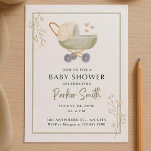Invitación para baby shower + ¡Juegos! Imprimible y personalizable. Invitación + Libros para bebé + Tarjeta para rifa de pañales + Precio justo + BINGO