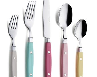 ANNOVA Besteck-Set 20-teilig Edelstahl-Farbe Griff mit Niete / Retro-Stil Besteck