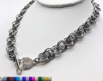 Ocean Waves BDSM Slave Collar Choker Necklace Silver Base