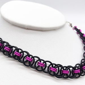 BDSM Chainmaille Slave Collar Choker Necklace Black Base 画像 3