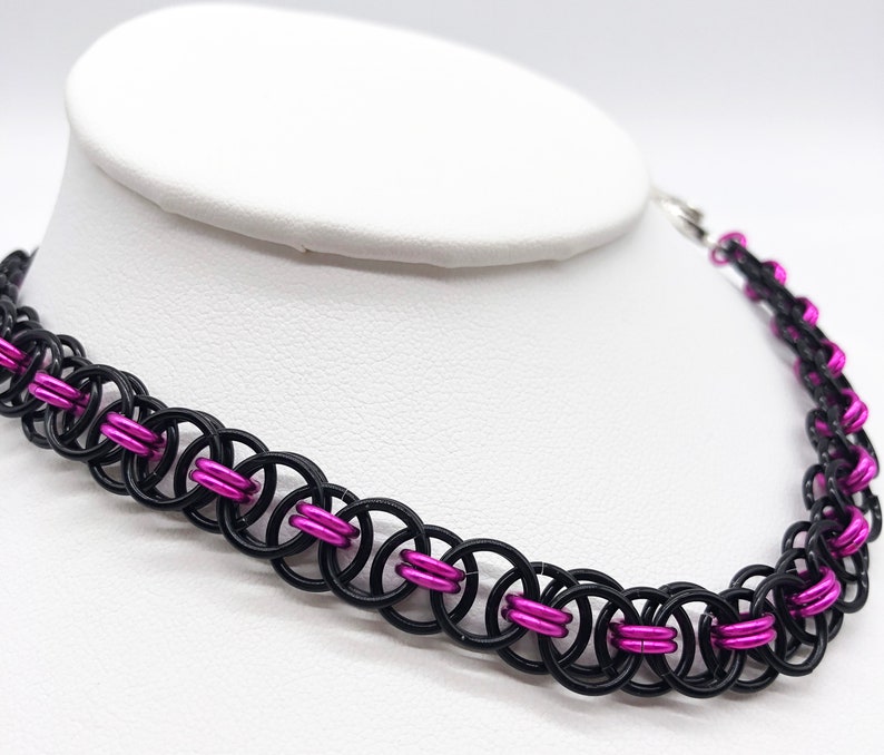 BDSM Chainmaille Slave Collar Choker Necklace Black Base 画像 3