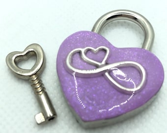 Purple Infinity Heart Locking Clasp Lock WYSIWYG  **ready to ship**