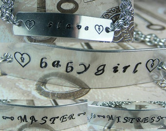 BDSM Gorean Handstamped Chainmaille Bracelet