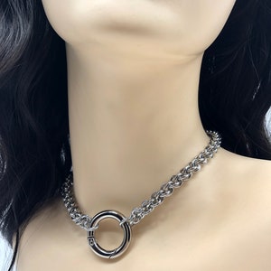 BDSM Gorean Slave Collar JPL with O-Ring Clasp 0-Bright Aluminum