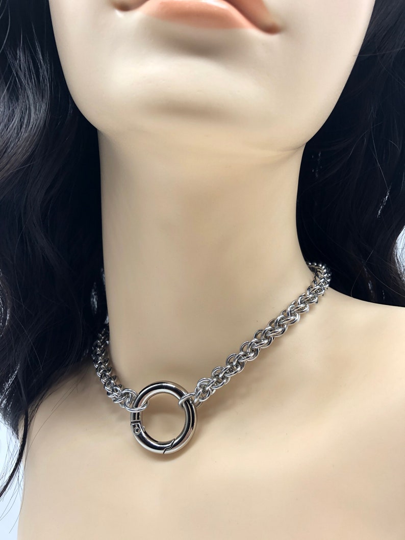 BDSM Gorean Slave Collar JPL with O-Ring Clasp 0-Bright Aluminum