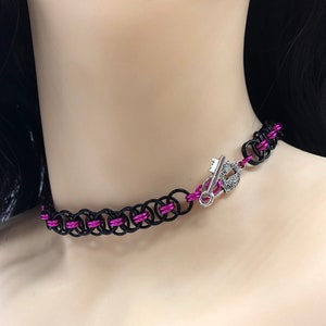 BDSM Chainmaille Slave Collar Choker Necklace Black Base 画像 4