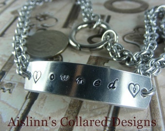 Handstamped Gorean Slave Collar JPL with an O-Ring Clasp