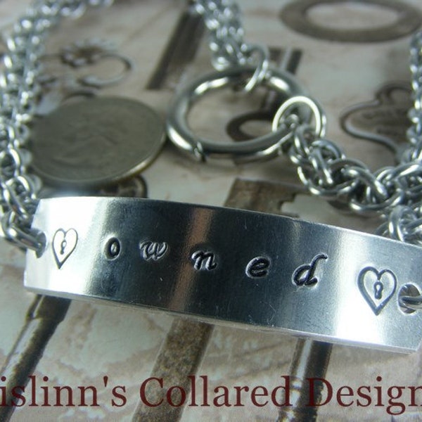 Handstamped Gorean Slave Collar JPL with an O-Ring Clasp