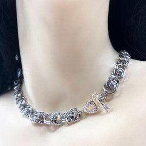 Ocean Waves BDSM Slave Collar Choker Necklace Silver Base image 2