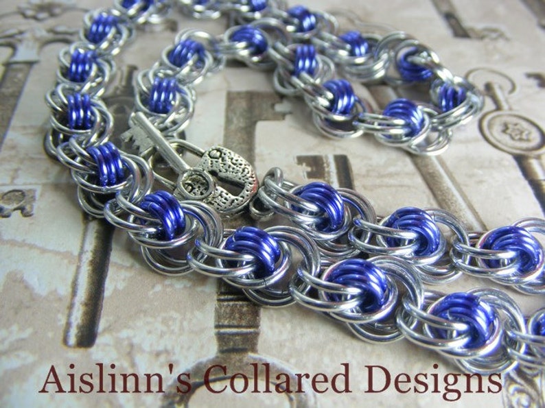 Ocean Waves BDSM Slave Collar Choker Necklace Silver Base image 3