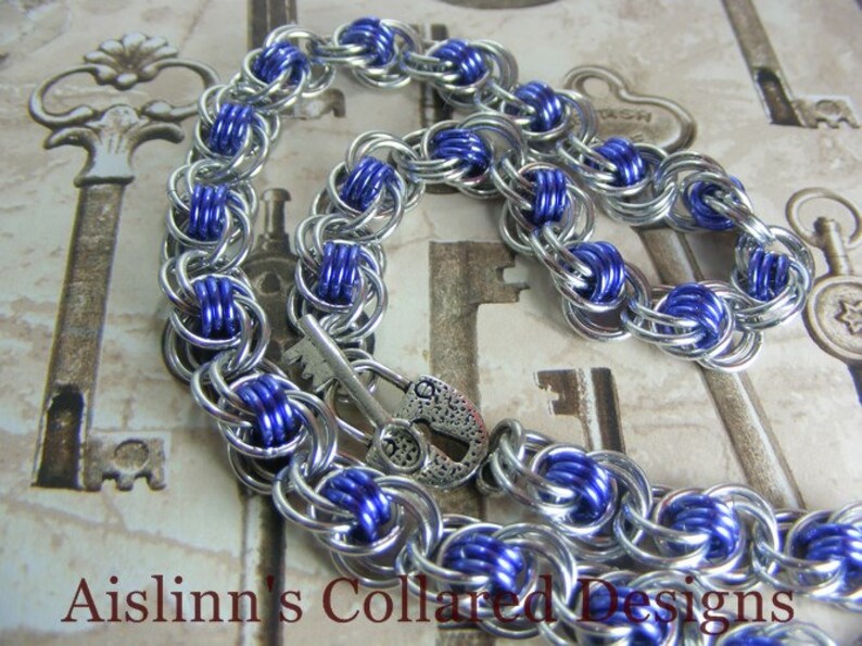 Ocean Waves BDSM Slave Collar Choker Necklace Silver Base image 4