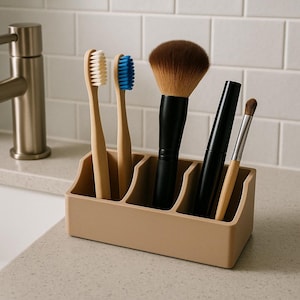 3-Compartment Bathroom Organizer – Toothbrush, Makeup & Accessory Holder